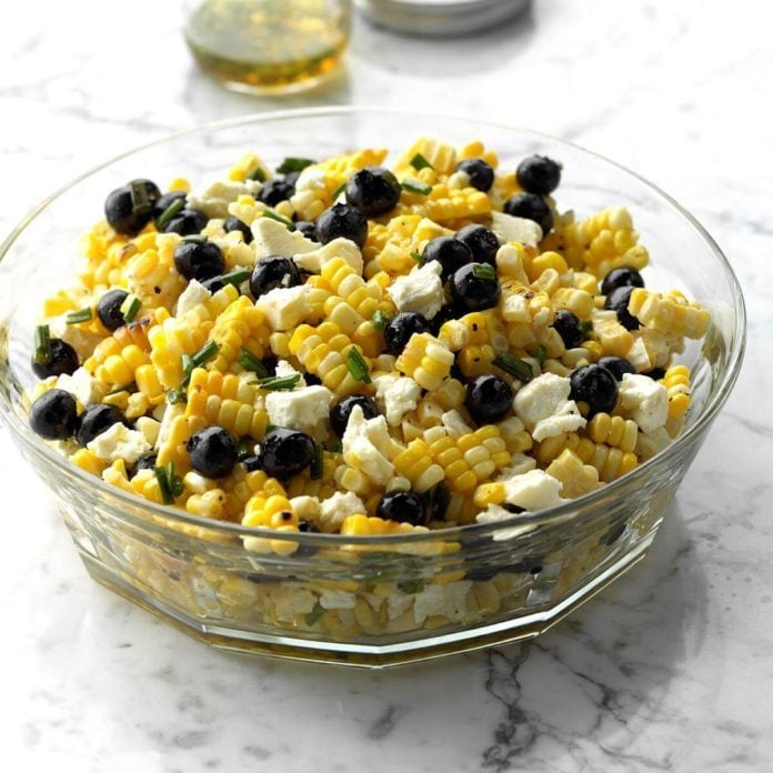 White Balsamic Blueberry, Corn and Feta Salad