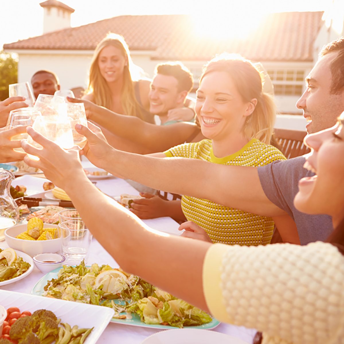 Group Of Young People Enjoying Outdoor Summer Meal