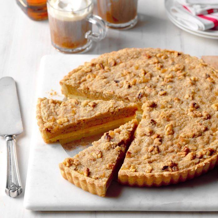 Bourbon Pumpkin Tart with Walnut Streusel