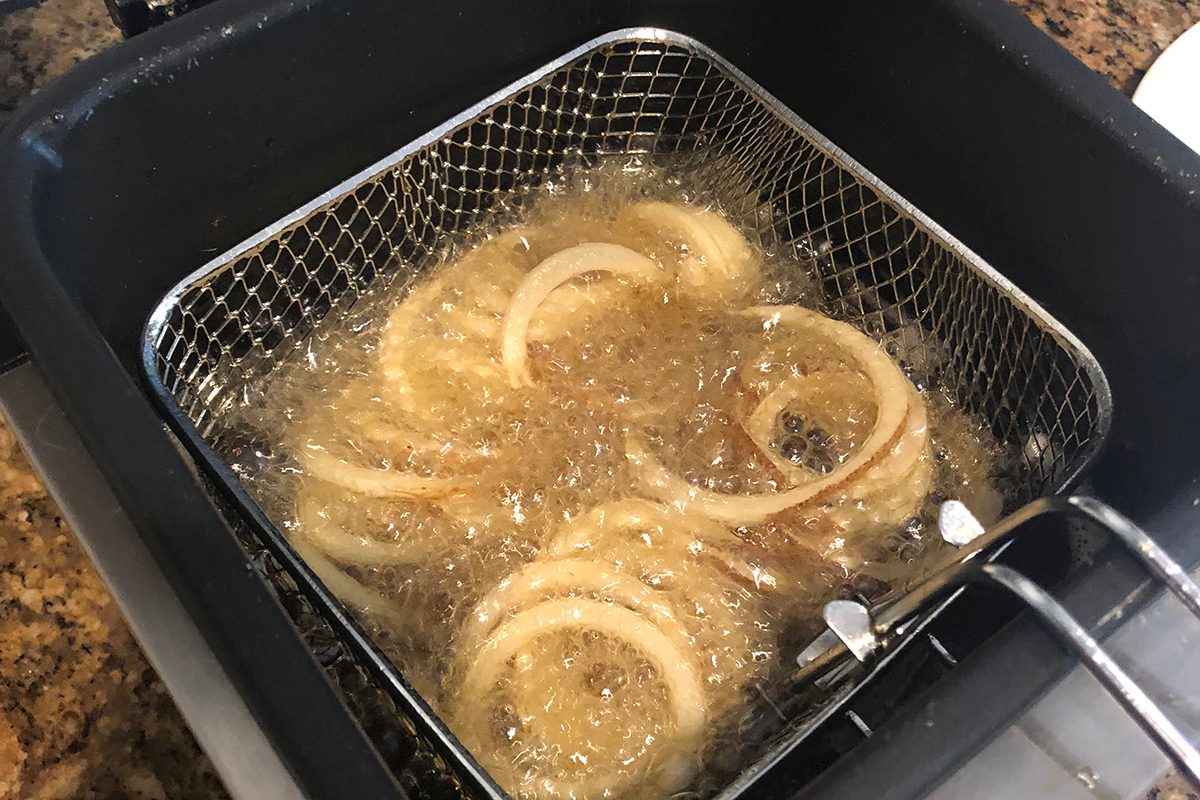 Fries cooking in oil