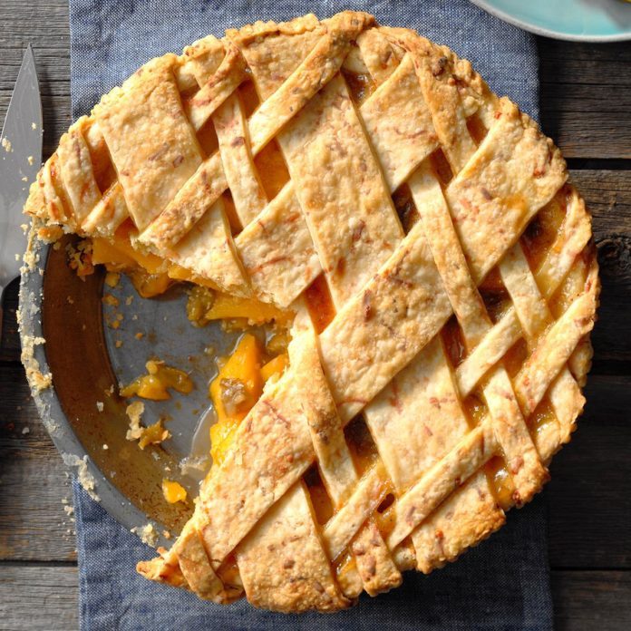 Peach, Green Chile and Cheddar Pie