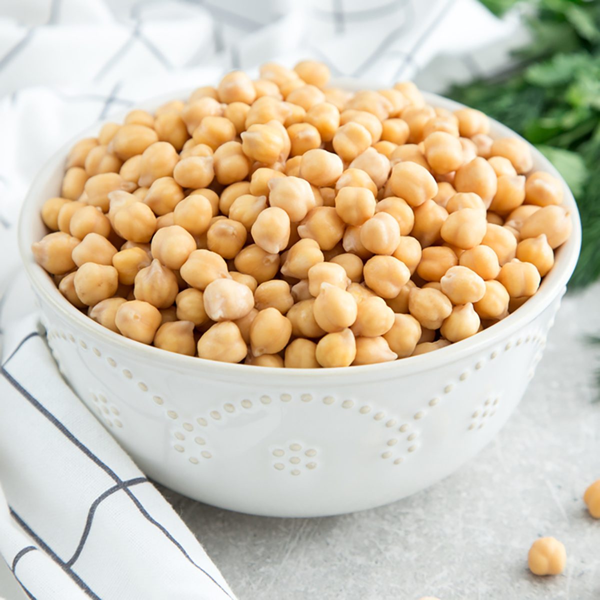 Cooked Chickpeas on a bowl. Chickpeas is nutritious food. 