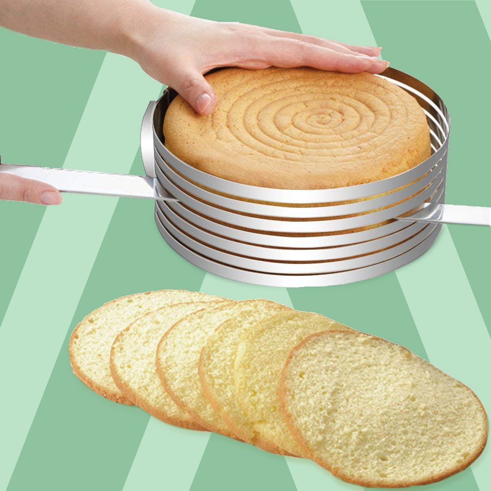 Cade Cake Mold-Cake Ring -Cake Slicer Adjustable Stainless Steel Cake Mold Layer Kit (Silver)