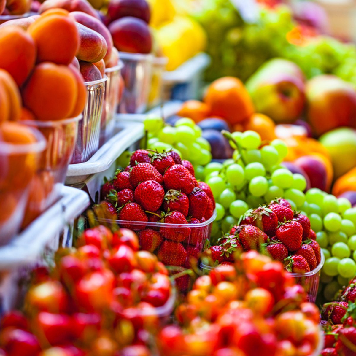 Fresh market produce at an outdoor farmer's market