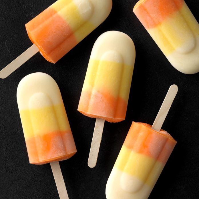 Candy Corn Pudding Pops