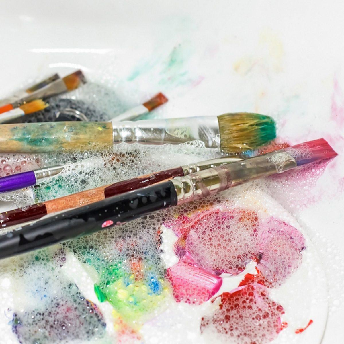 cleaning and maintenance of artistic brushes. wash with paint brush, selective; Shutterstock ID 1124272886; Job (TFH, TOH, RD, BNB, CWM, CM): Taste of Home