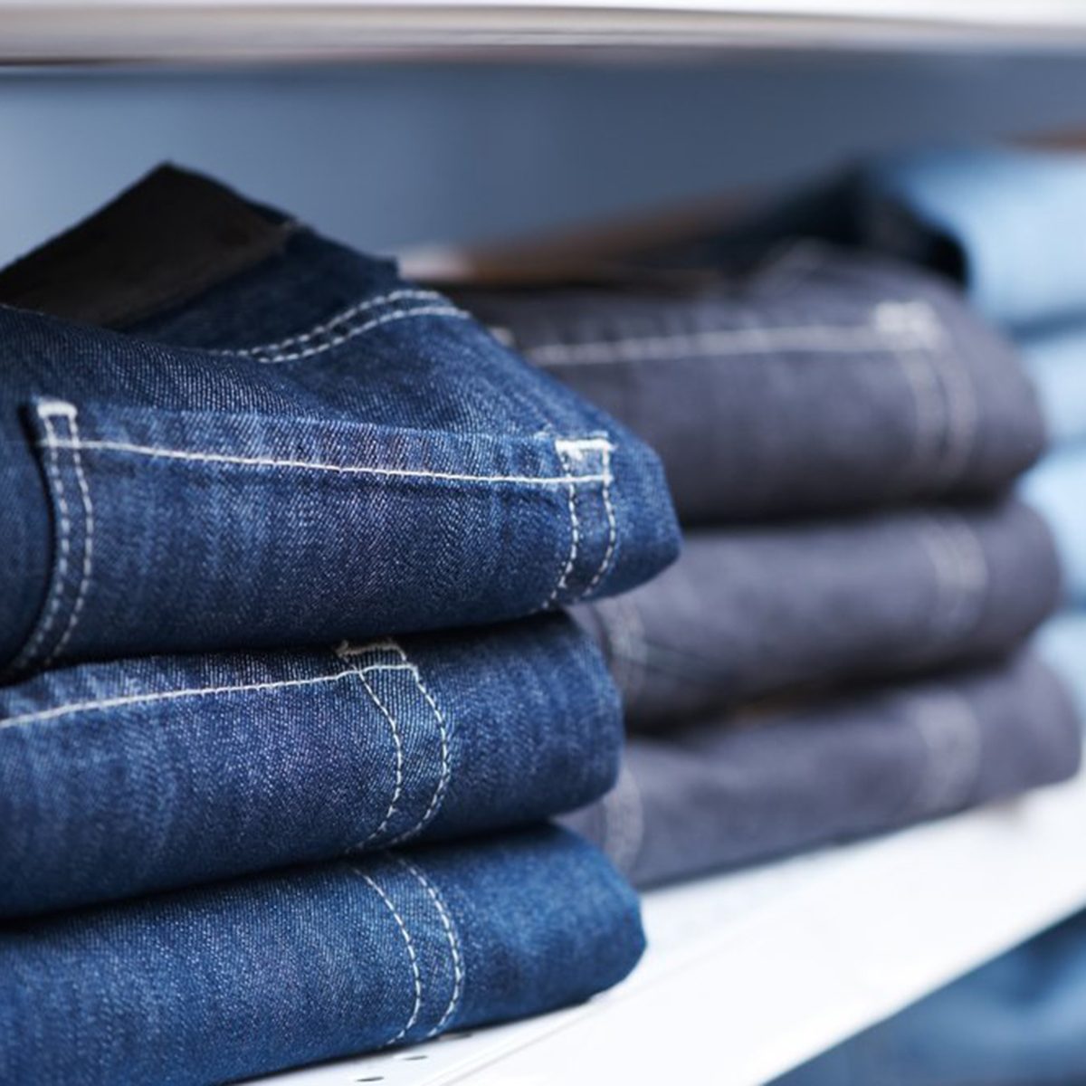 Shelf of jeans