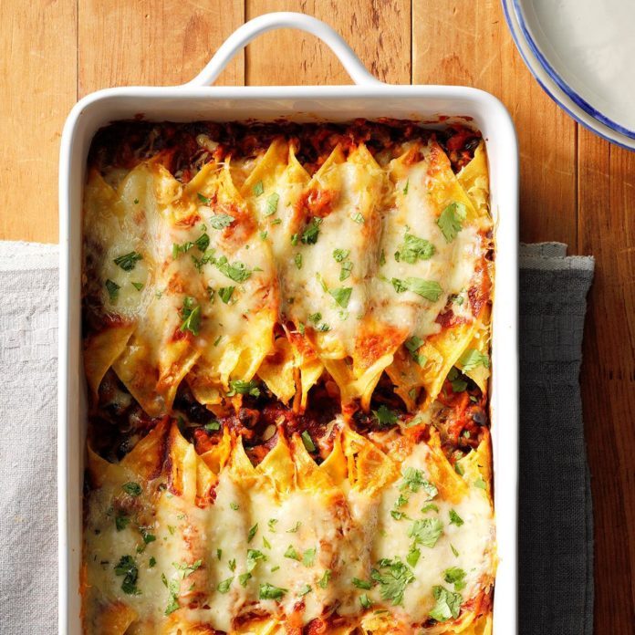 Smoky sweet potato and black bean enchiladas