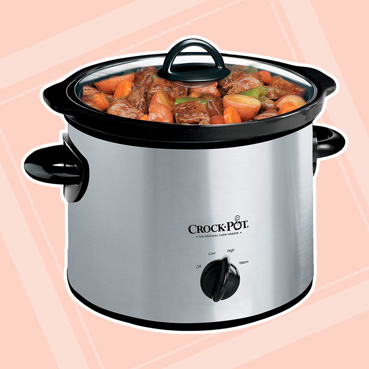 Crockpot 3-Quart Round Manual Slow Cooker, Stainless Steel and Black - SCR300-SS