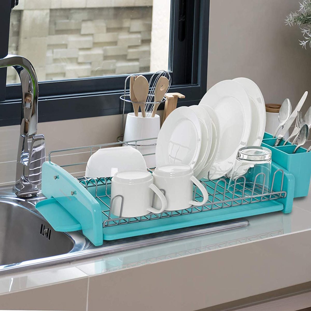 OMAIA 2-in-1 Kitchen Soap Dispenser with Sponge Holder - dishwashing Liquid  Dispenser for Kitchen - Useful Kitchen Gadgets - Sink Countertop Organizer  - Dish soap Dispenser for Kitchen Sink 