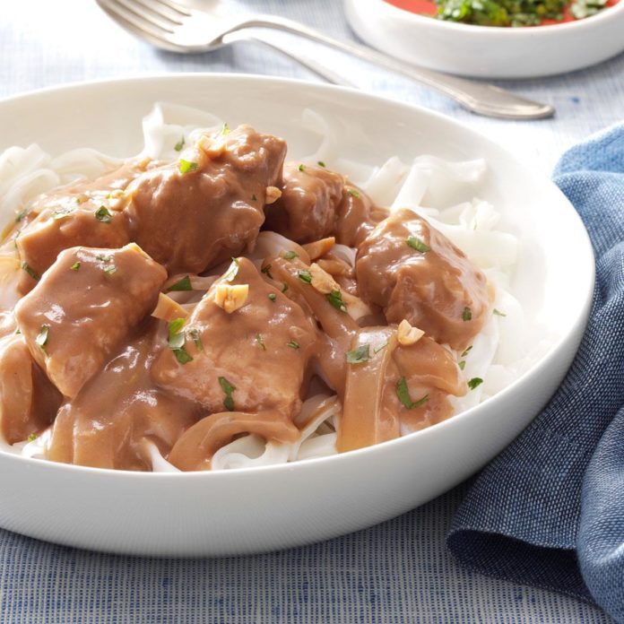 Pressure Cooker Pork Satay with Rice Noodles