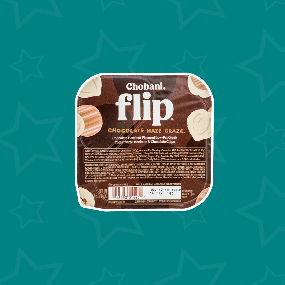 A package of Chobani flip chocolate haze craze yogurt