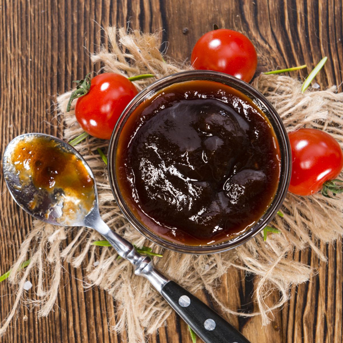 Homemade Barbeque Sauce with Tomatoes, Smoked Salt and fresh Herbs