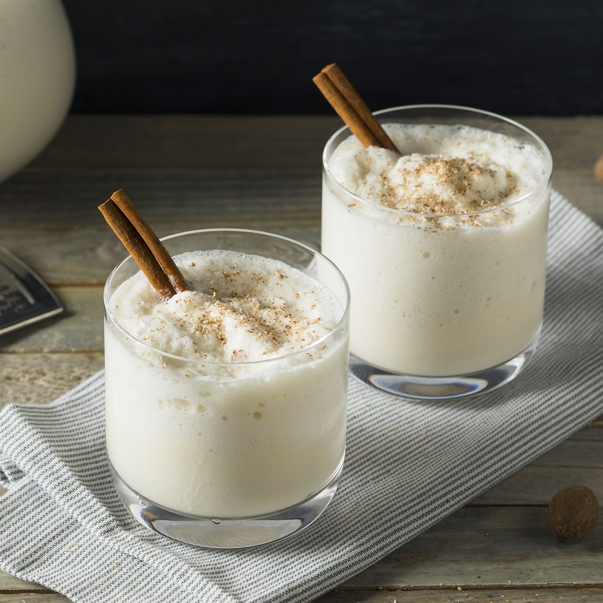 Homemade Frozen Bourbon Milk Punch with Cinnamon and Nutmeg