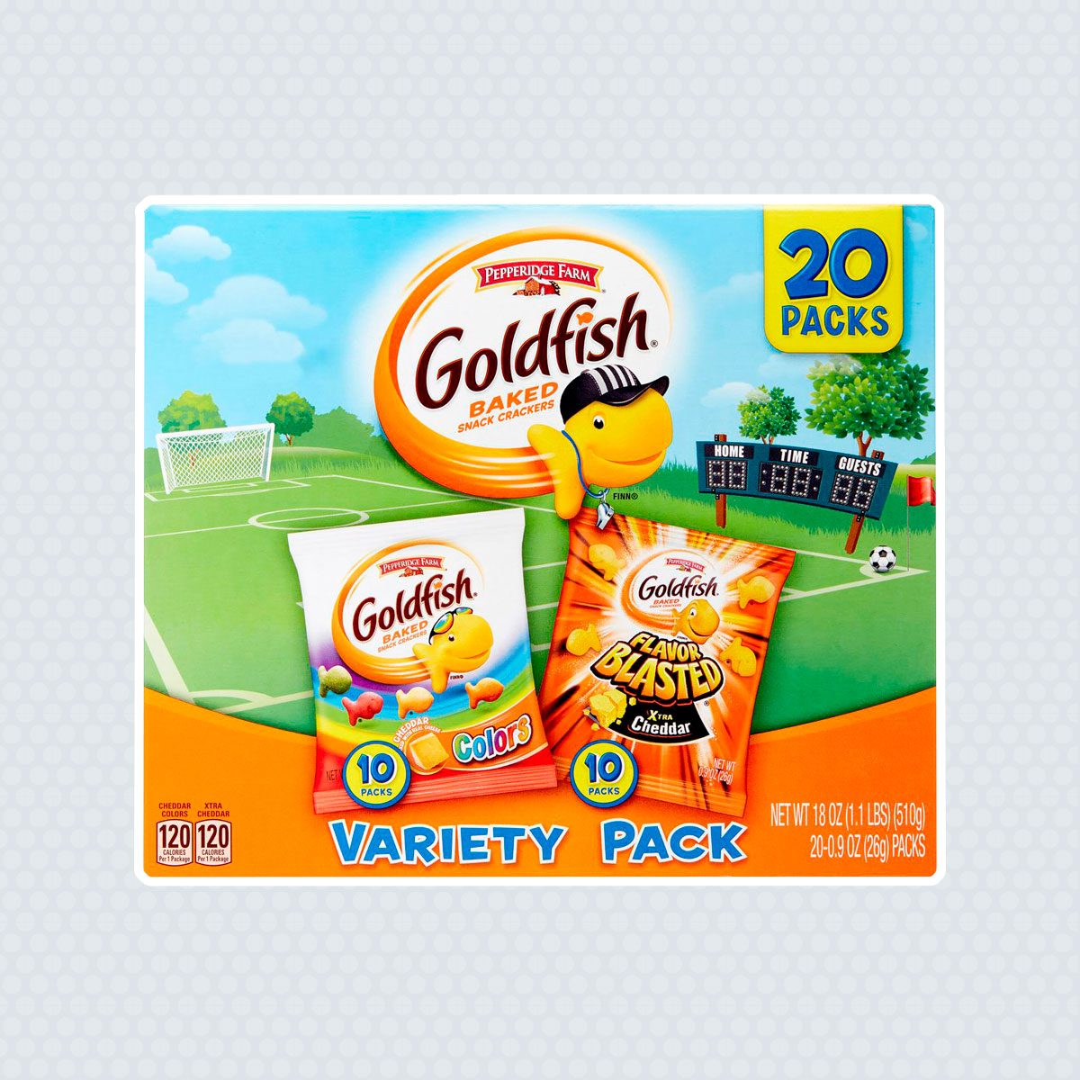 Pepperidge Farm Goldfish Variety Pack, Cheddar Colors, Flavor Blasted Xtra Cheddar, 0.9 Oz, 20 Ct