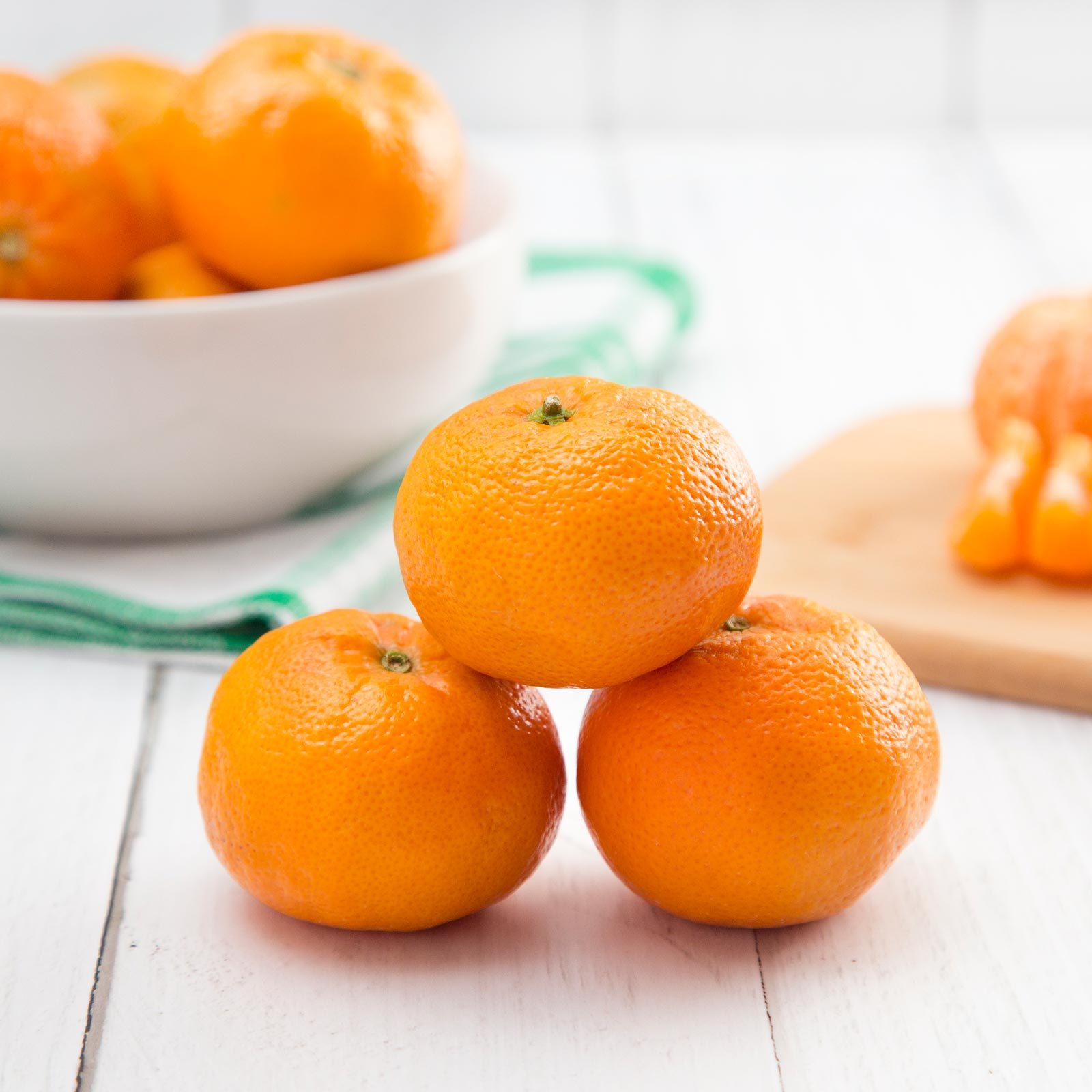 Fresh Mandarin Oranges on a White Background