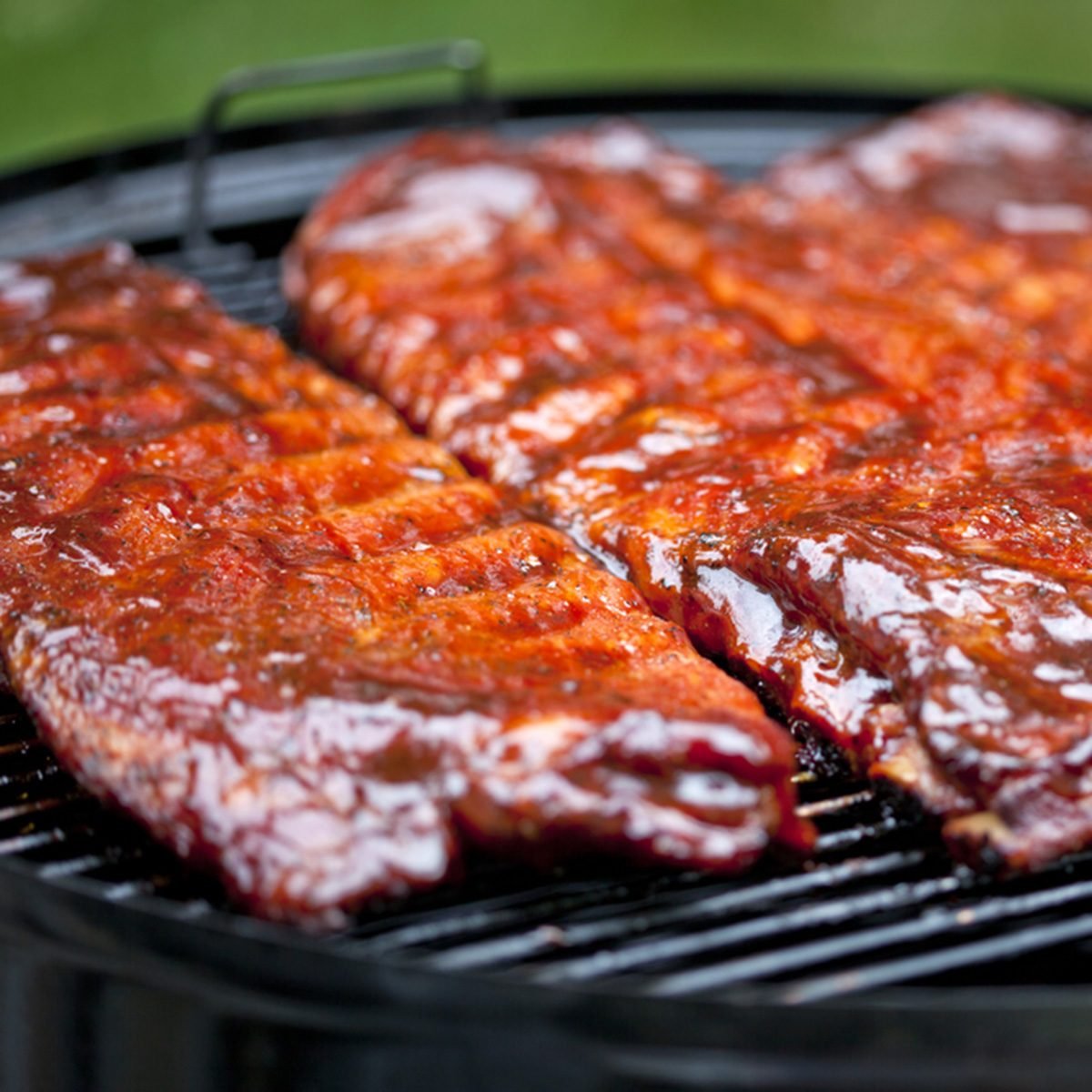 St Louis style BBQ ribs glazed in sauce