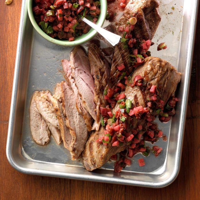 Grilled Pork Tenderloin with Cherry Salsa Mole