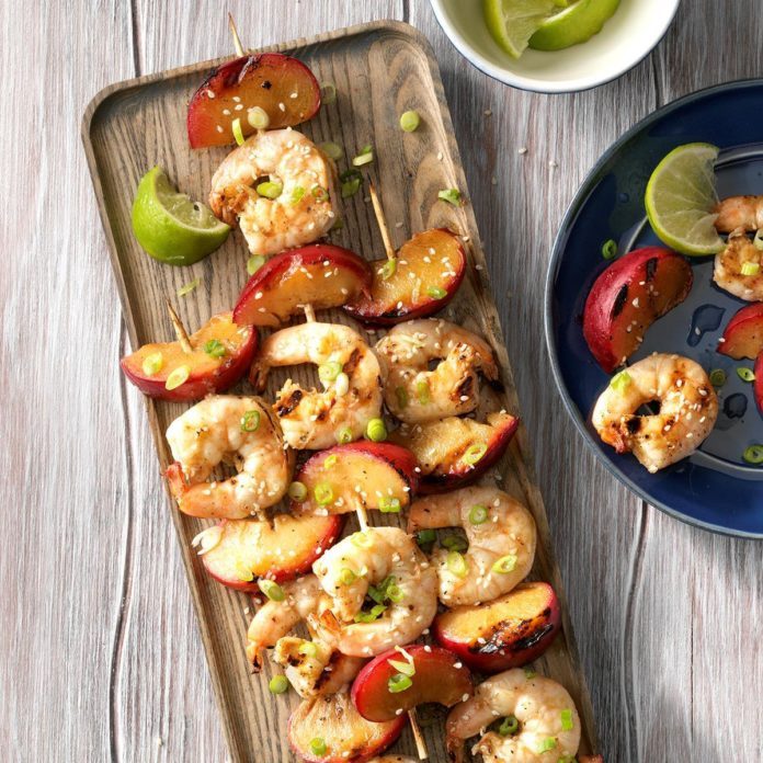 Grilled Ginger Shrimp with Plums