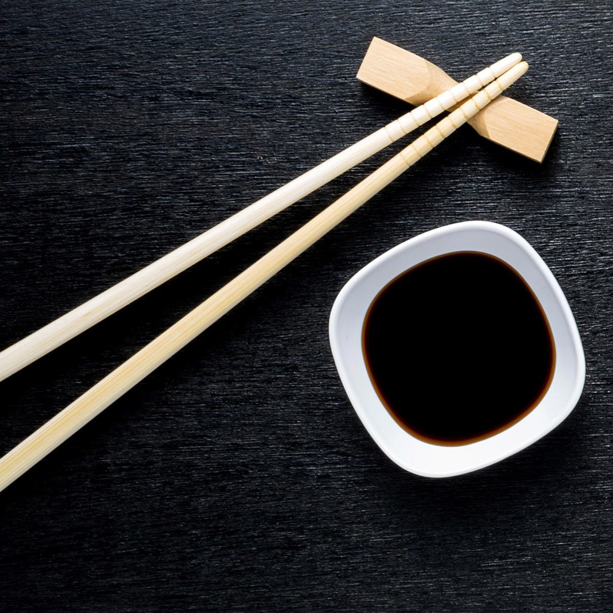 Soy sauce and chopsticks