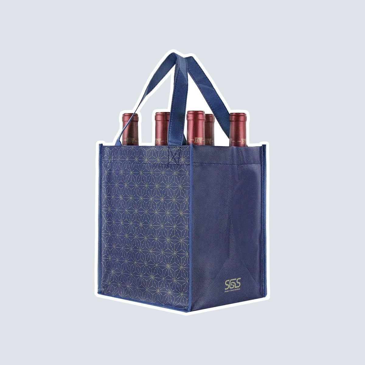 6 Bottle Wine Carrier Bag, Reusable Wine Bottle Tote Bag, Portable