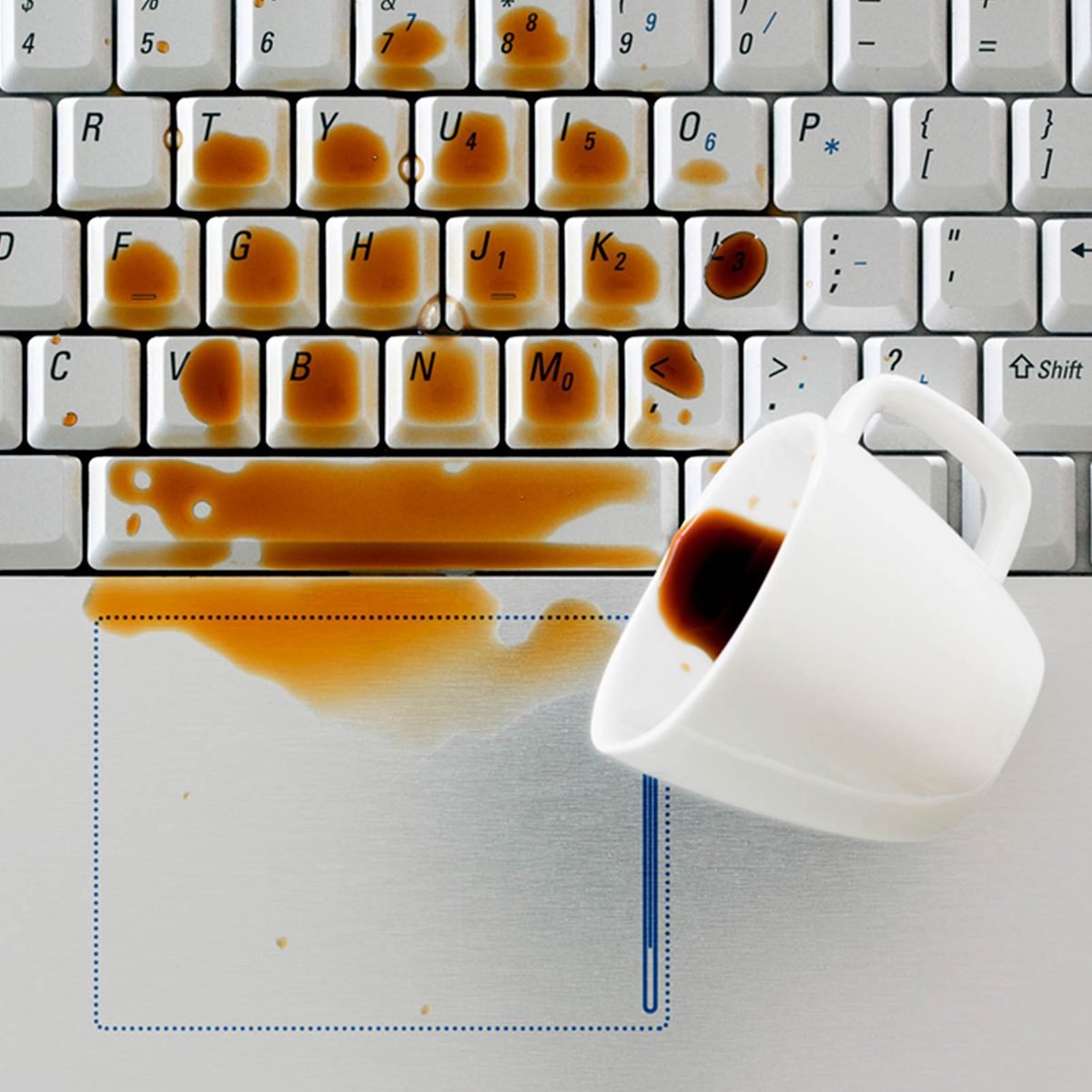 Coffee spilled on laptop keyboard