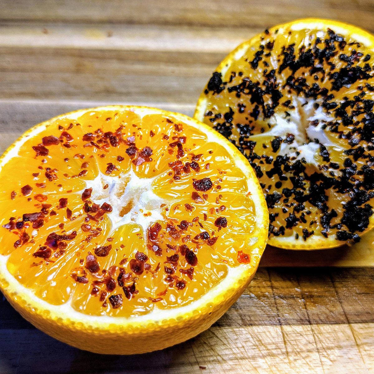 Oranges and chili flakes