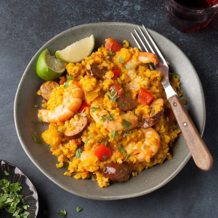 Grilled Chorizo and Shrimp Paella