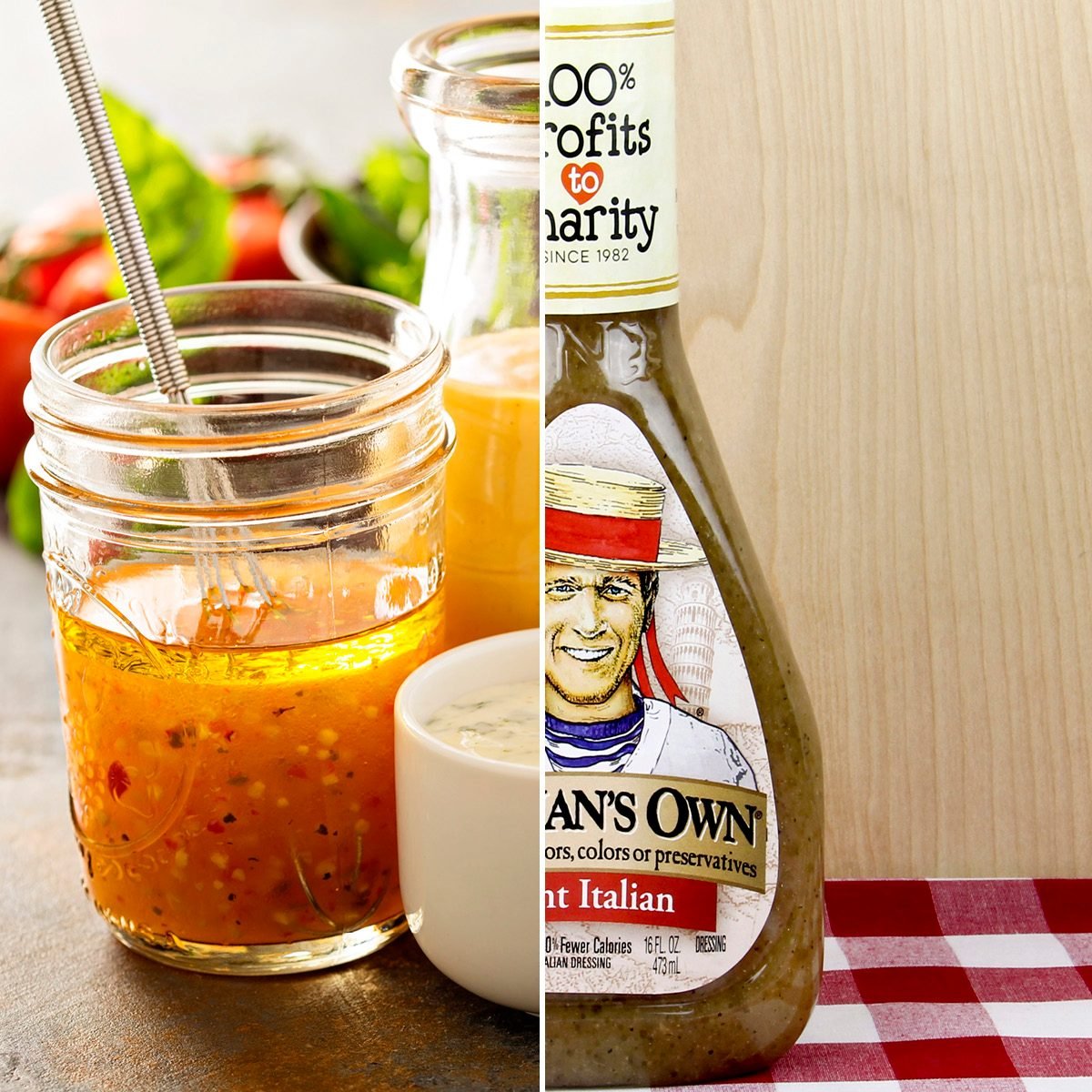 Spencer, Wisconsin, May, 30, 2017 Bottle of Newman's Own Italian Dressing Newman's Own is a food company founded by Paul Newman founded in 1982; Shutterstock ID 650002903; Job (TFH, TOH, RD, BNB, CWM, CM): TOH