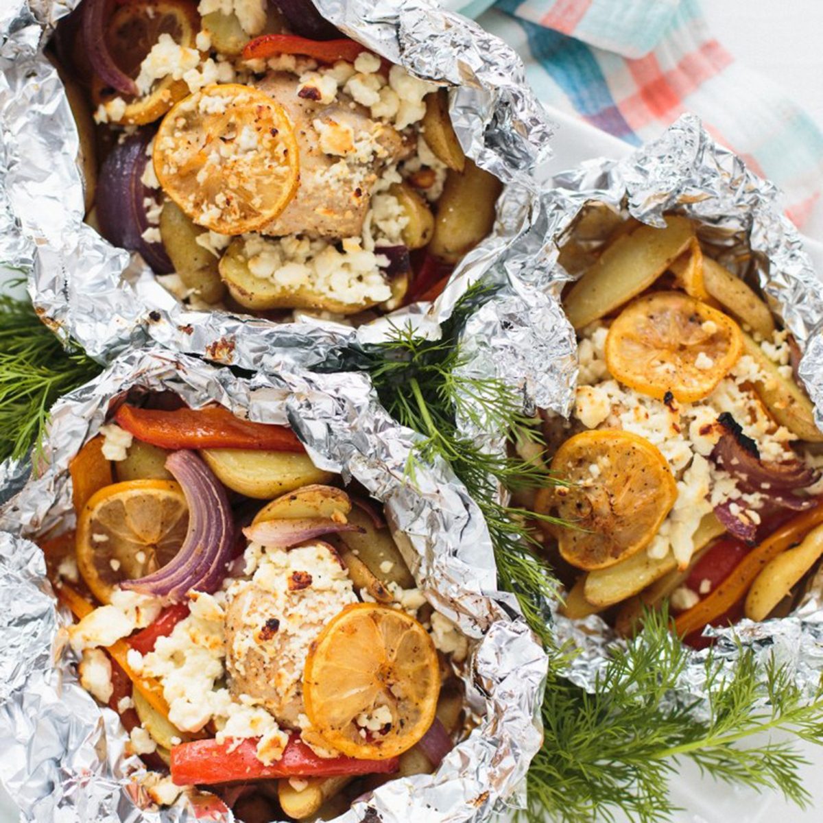 GREEK CHICKEN FOIL PACKET DINNER