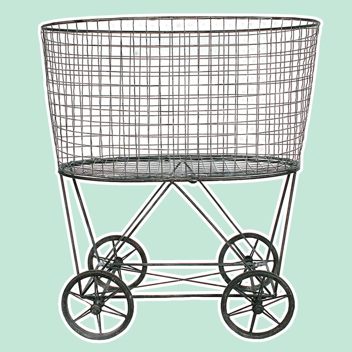 Metal Vintage Laundry Basket with Wheels