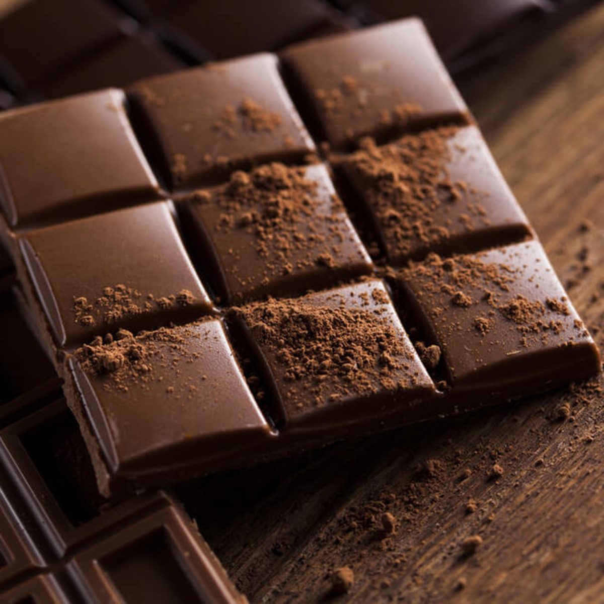 Milk and dark chocolate on a wooden table