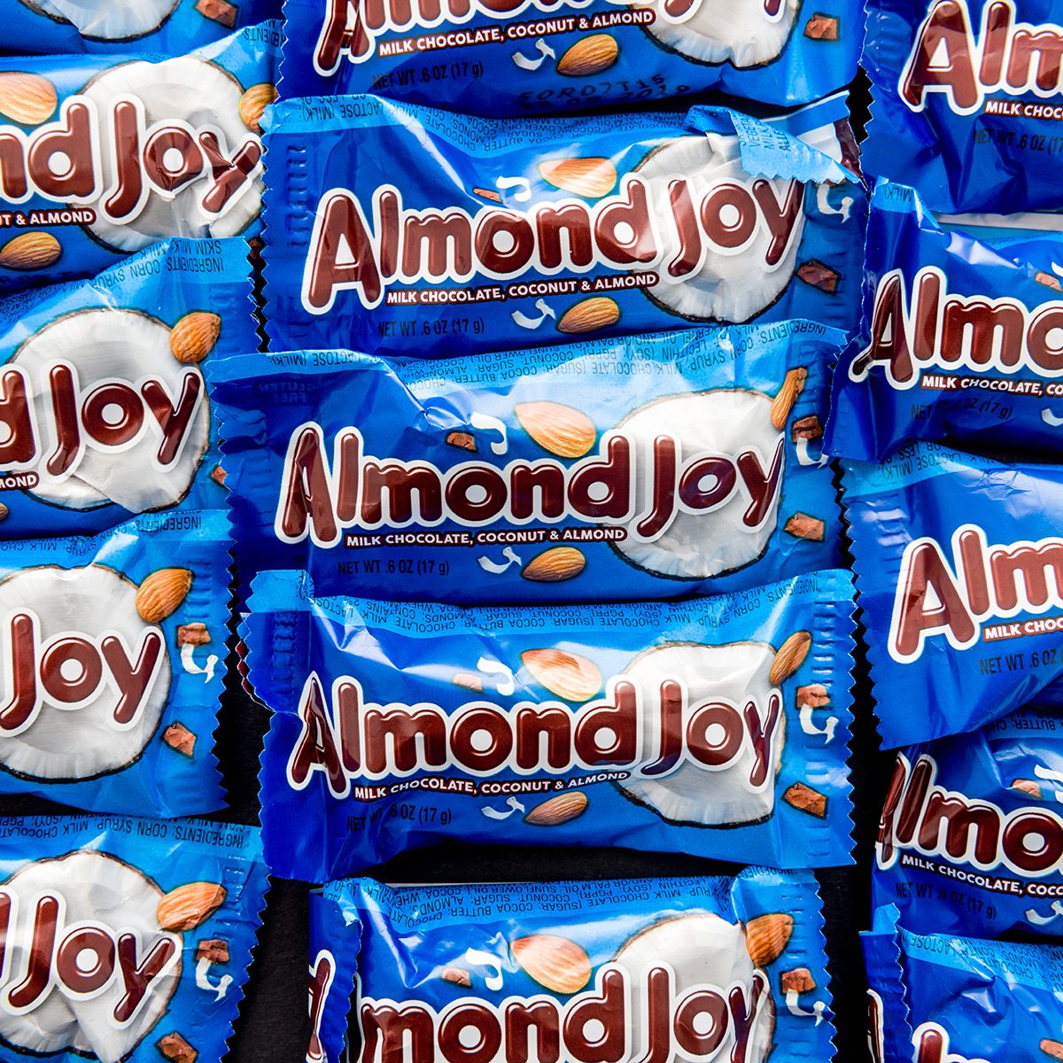 Winneconne, WI - 14 April 2019: A close-up package of Almond Joy coconut candy bars on an isolated background; Shutterstock ID 1369307348