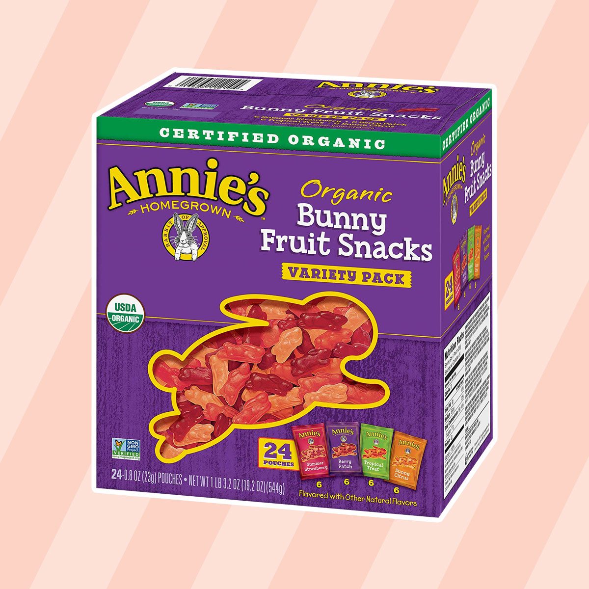 Annie's Organic Bunny Fruit Snacks, Variety Pack, 24 Pouches, 0.8 oz Each