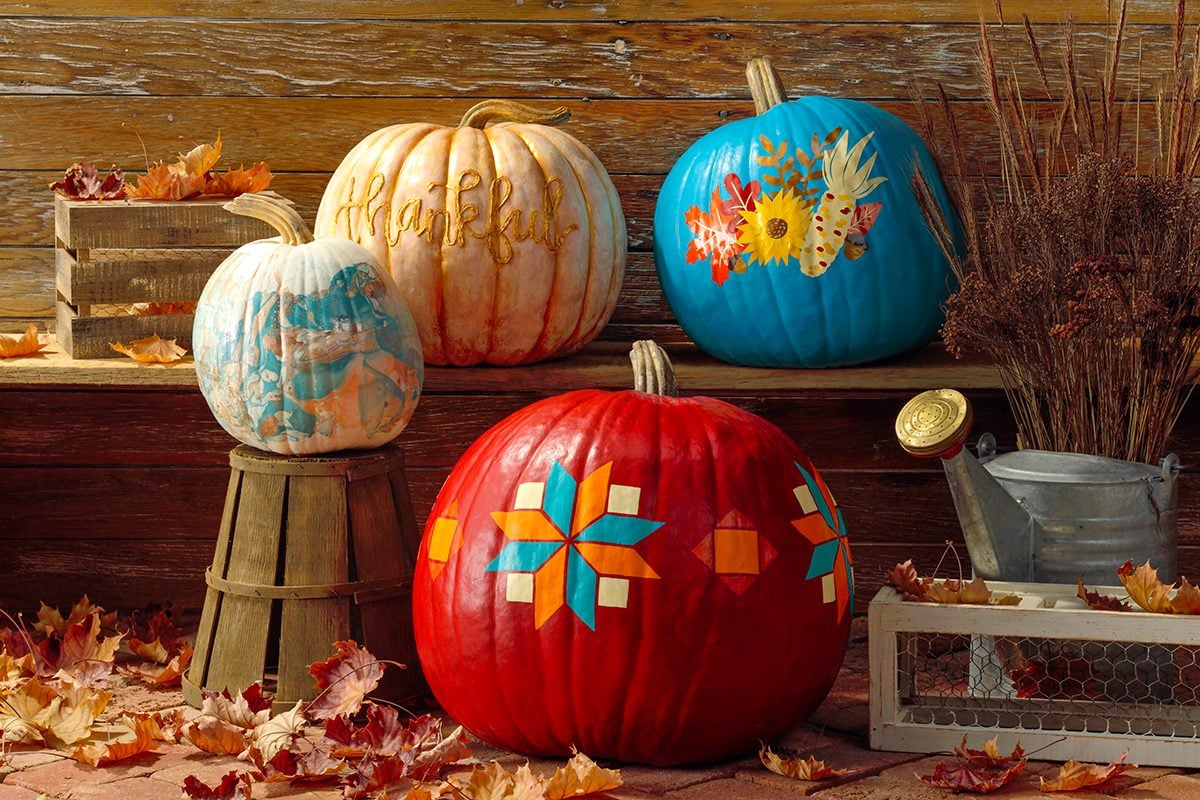 cute halloween painted pumpkins