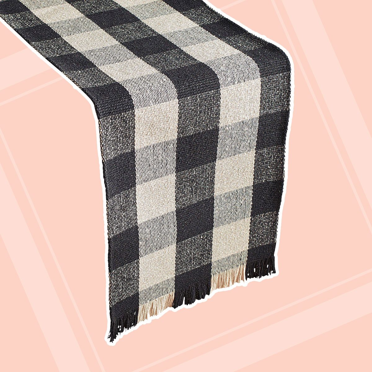 Check Table Runner with Fringe