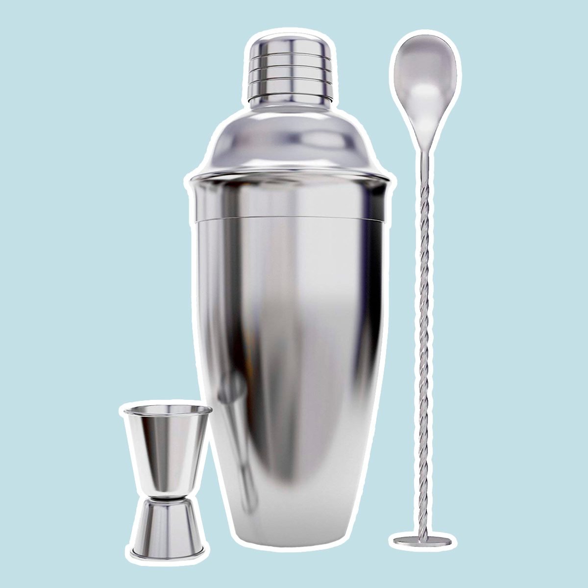 Cresimo 24 Ounce Cocktail Shaker Plus Drink Recipes Booklet - Professional Stainless Steel Bar Tools - Built-in Bartender Strainer