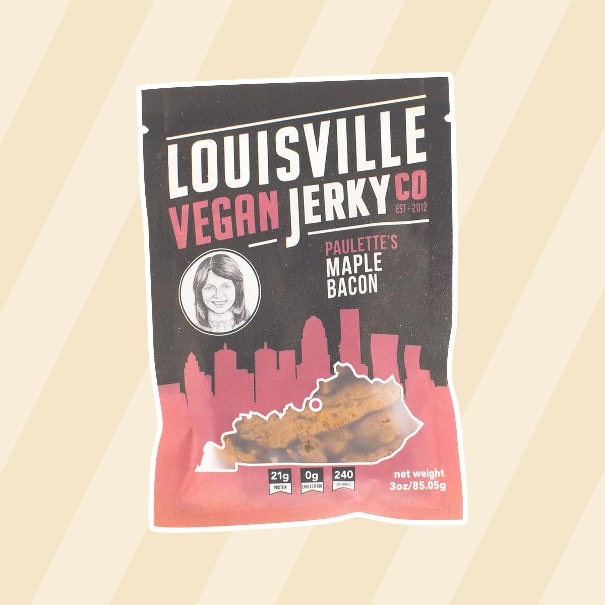 Louisville Vegan Jerky - Maple Bacon, Vegetarian and Vegan Friendly Jerky, 21 Grams of Non-GMO Soy Protein, Gluten-Free Ingredients (3 Ounces)