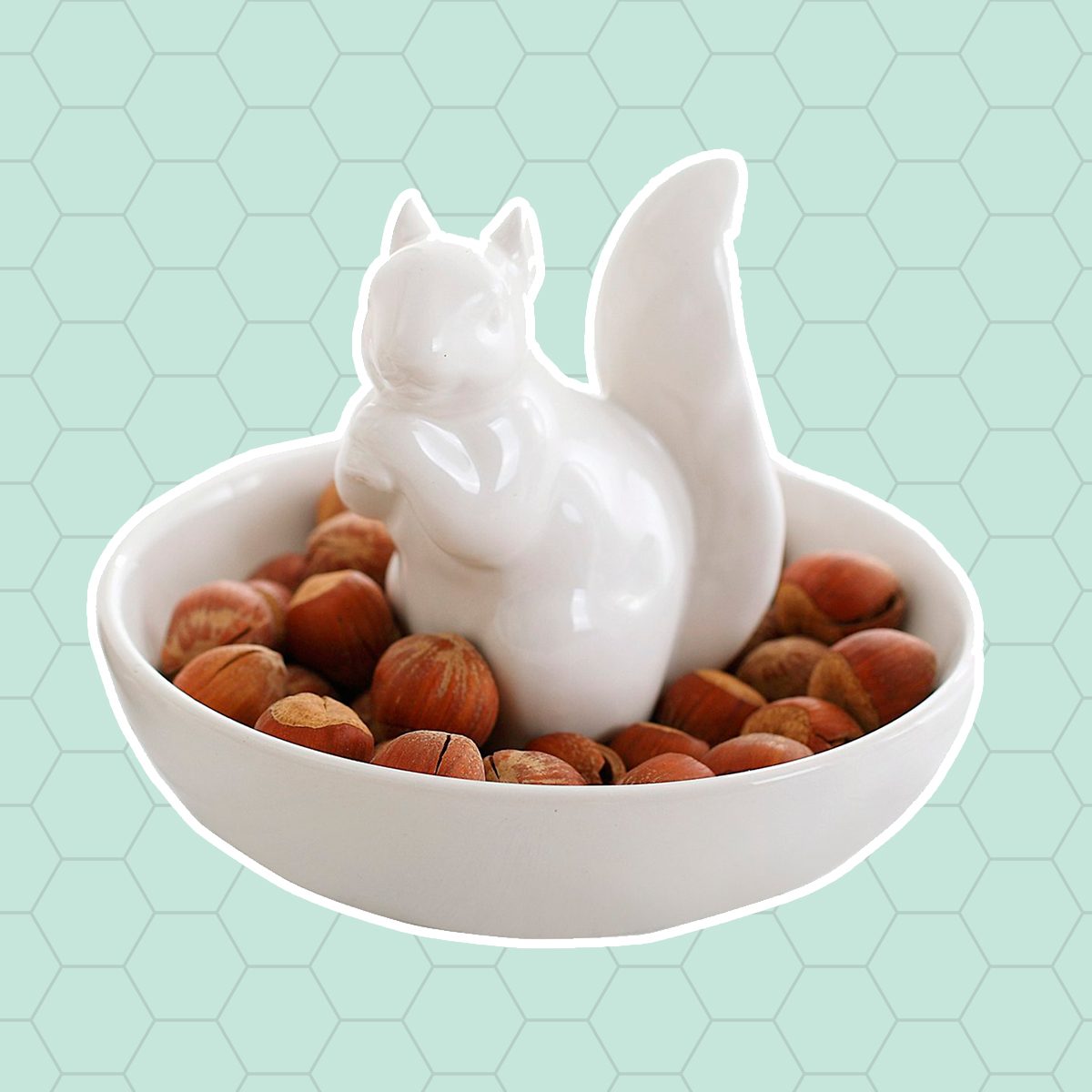 LA JOLIE MUSE Nut Bowl Snack Serving Dish - Ceramic Squirrel Stand Candy Dish for Pistachio, Peanuts, Edamame