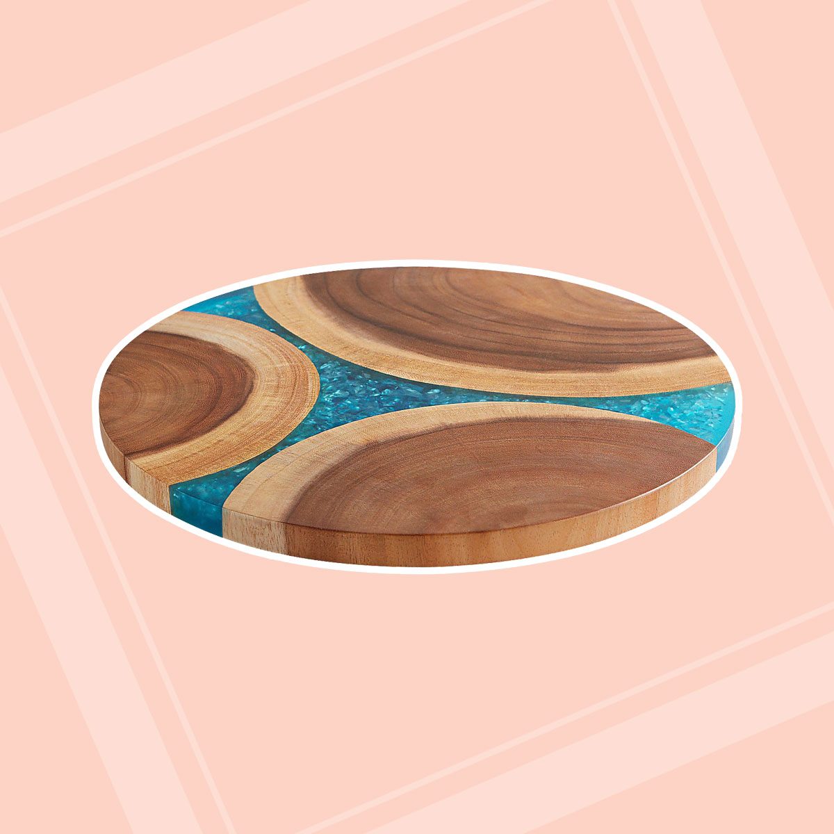 Wooden Turquoise Resin Lazy Susan