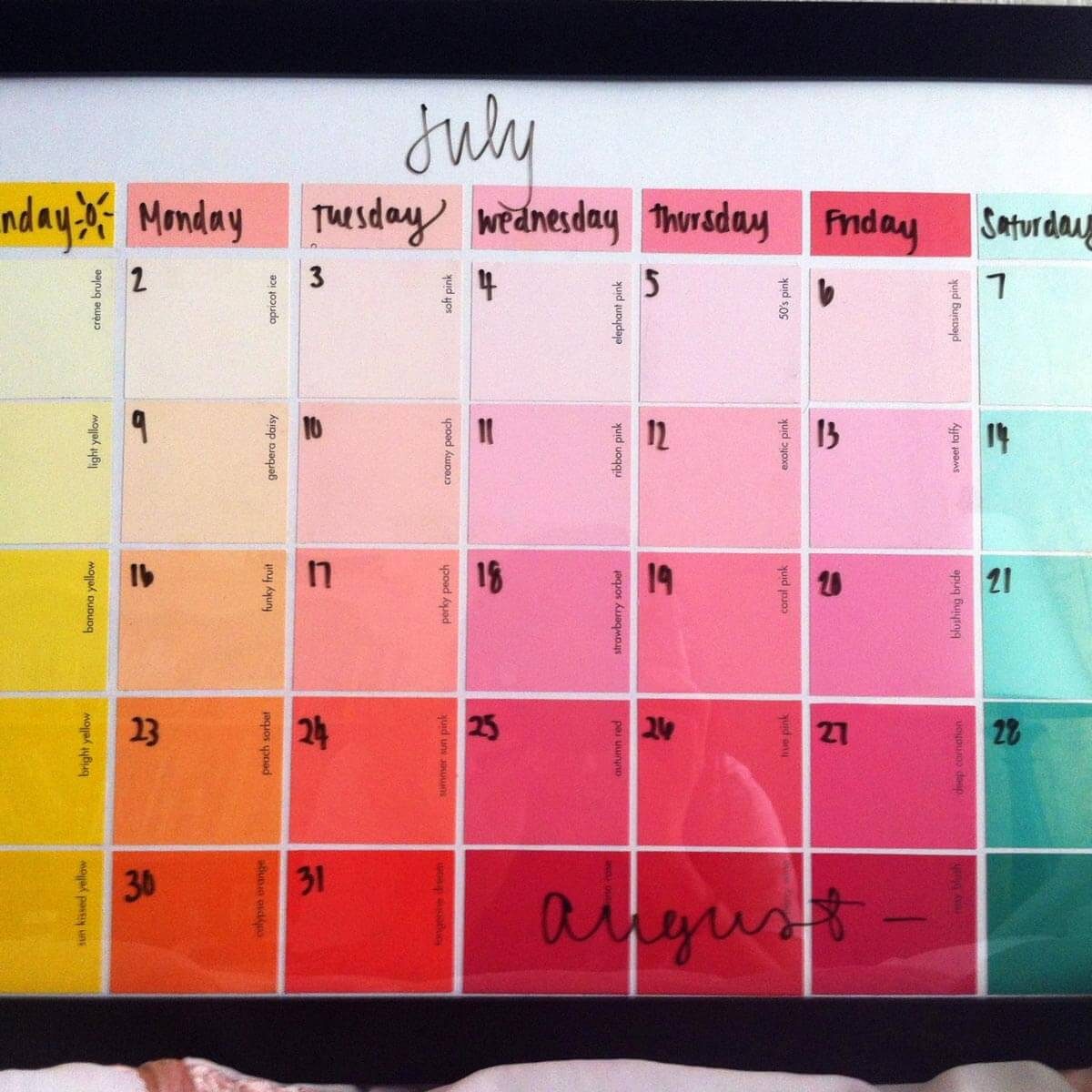 Paint Sample Calendar