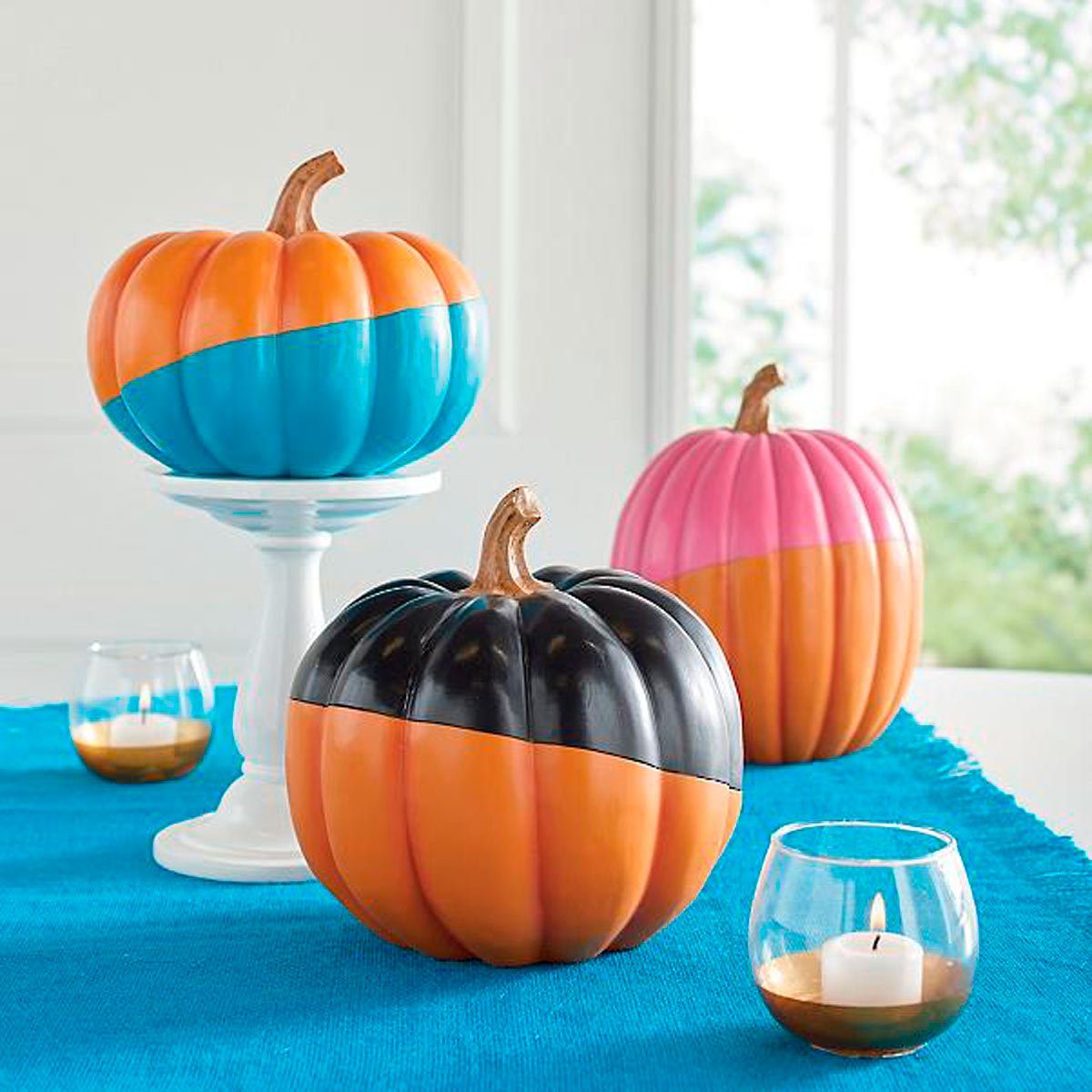 pumpkins dipped in paint