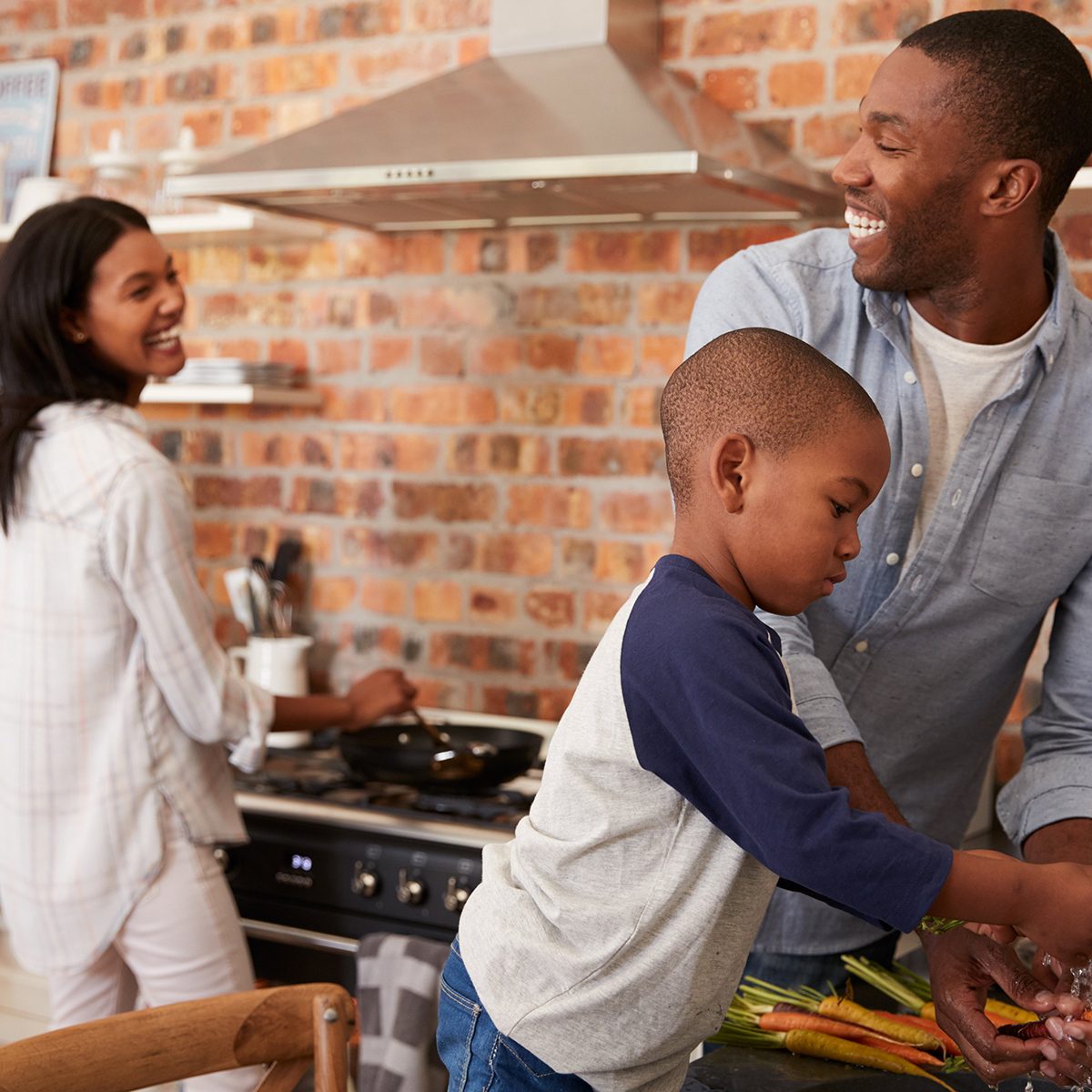 Family cooking together