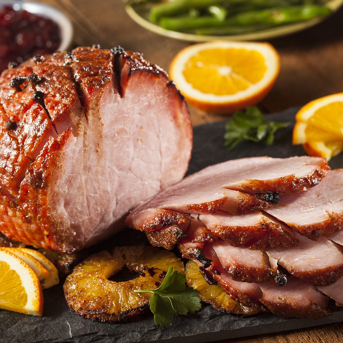 Traditional Sliced Honey Glazed Ham Ready for the Holidays