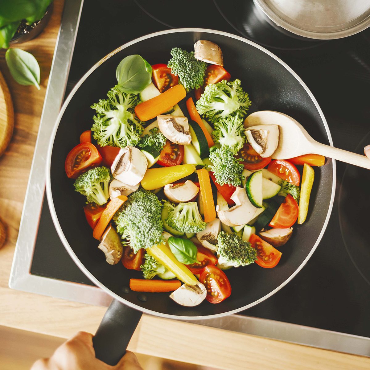 Sautéing veggies in a skillet