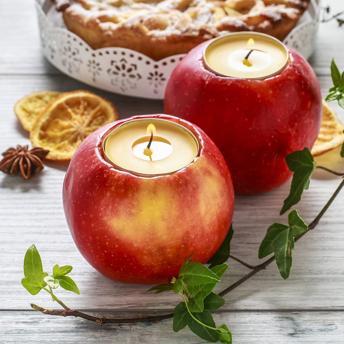 Candle in apple - beautiful table decoration