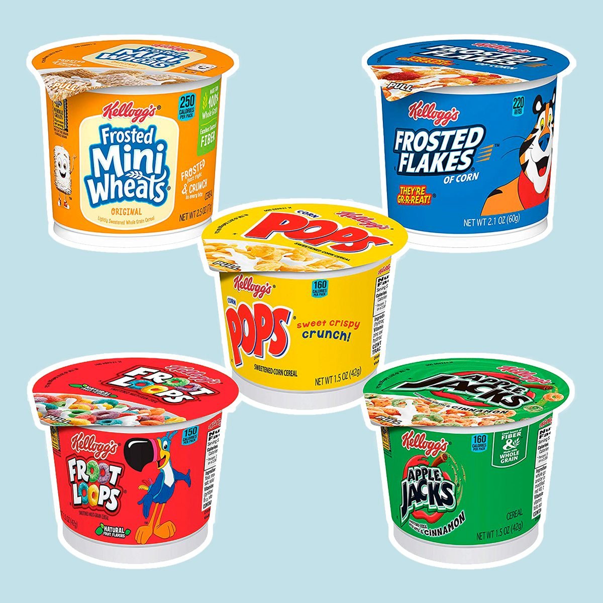 Kellogg's Cereal in a Cup Variety Pack - 5 Tasty Flavors, Portable Breakfast (Pack of 24 Cups)