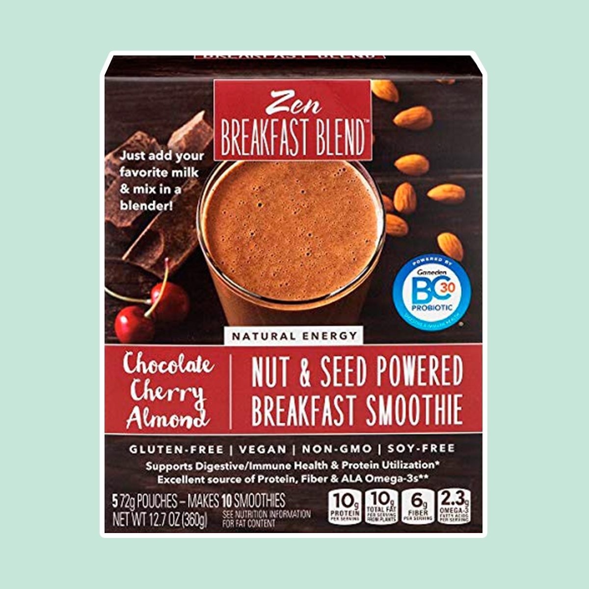 Zen Breakfast Blend, Chocolate Breakfast Smoothie Pouches - Cherry Almond