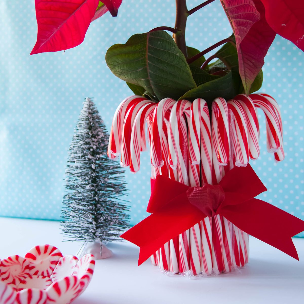 centerpieces with candy cane theme