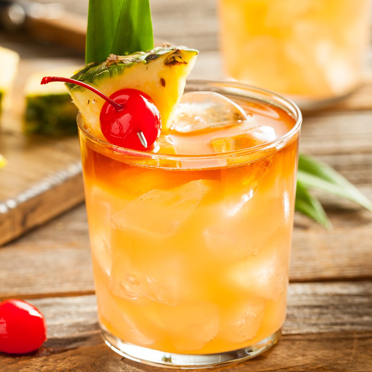 Homemade Mai Tai Cocktail with Pineapple Cherry and Rum